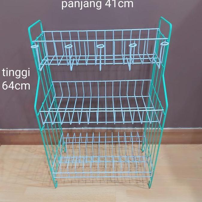 Rak piring kawat besi susun 3 anti karat