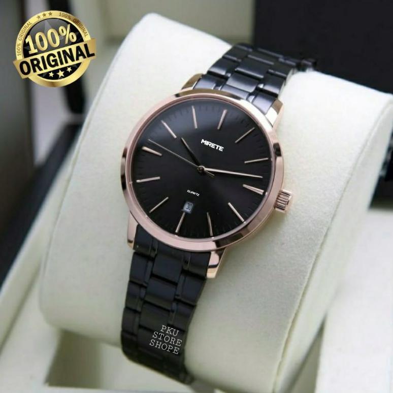 BARU JAM CEWEK FITUR TANGGAL TAHAN AIR JAM TANGAN KASUAL WANITA BULAT WARNA HITAM JAM TANGAN WANITA 