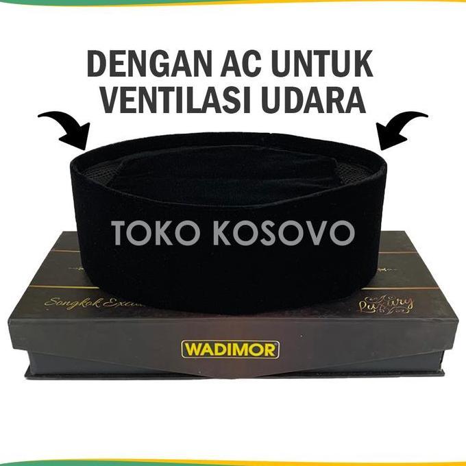 GROSIR (10 Pcs) Songkok Premium WADIMOR LUXURY Tinggi 9 ORIGINAL Peci Solat Hitam Mewah Pria Dewasa 