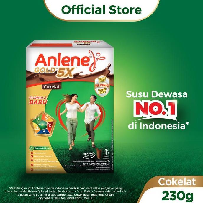 Anlene Gold 5X Susu Dewasa Coklat 230G - Tulang & Sendi