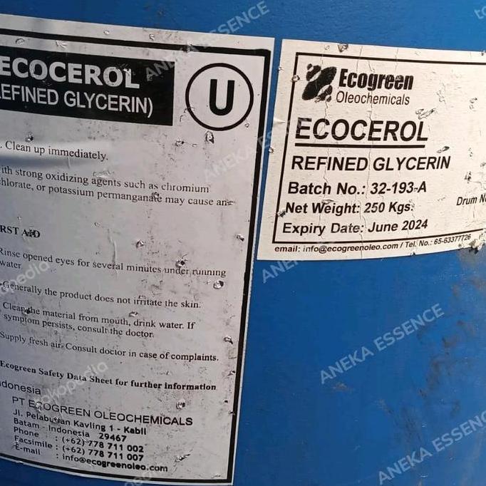VG Vegetable Glycerin Ecocerol 250kg (1drum)