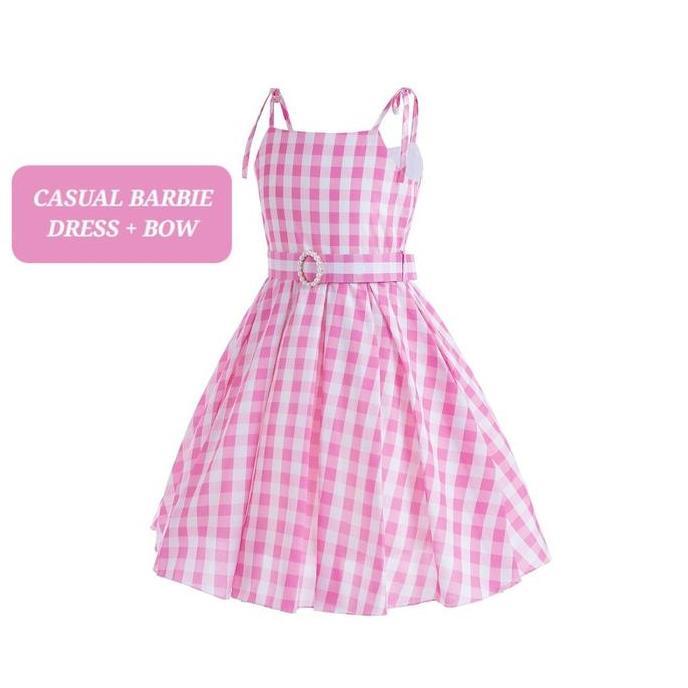 fiw BAJUKIDDIE CASUAL BARBIE DRESS KOSTUM PINK FASHION PRINCESS PINK Costume Aksesoris