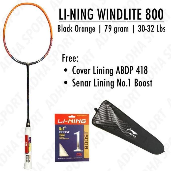 Raket Badminton Lining Windlite 800 / Wind Lite 800 Black Orange Original Sport