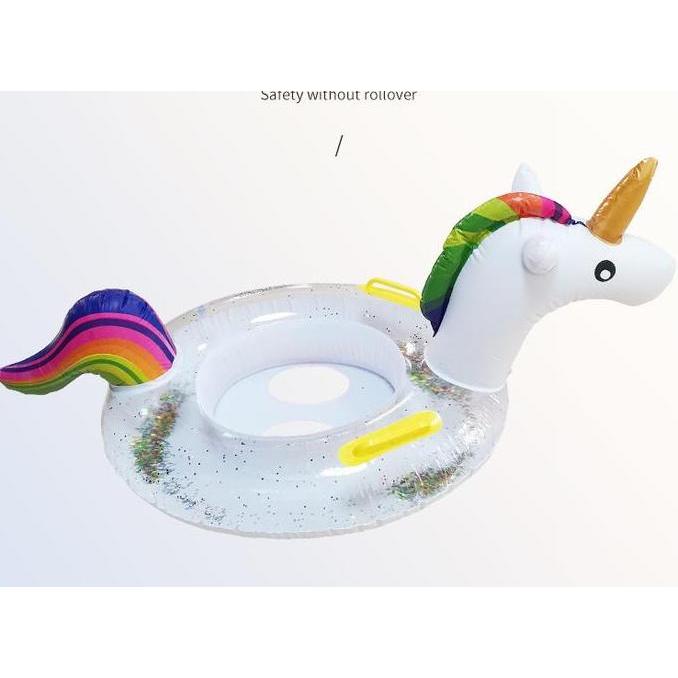 Miliki Ban Pelampung Kolam Renang Pvc Anak Unicorn Glitter Dengan Pegangan
