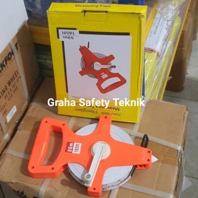 meteran tancap tanah 50 meter fiber/meteran roll ukur tanah 50 meter