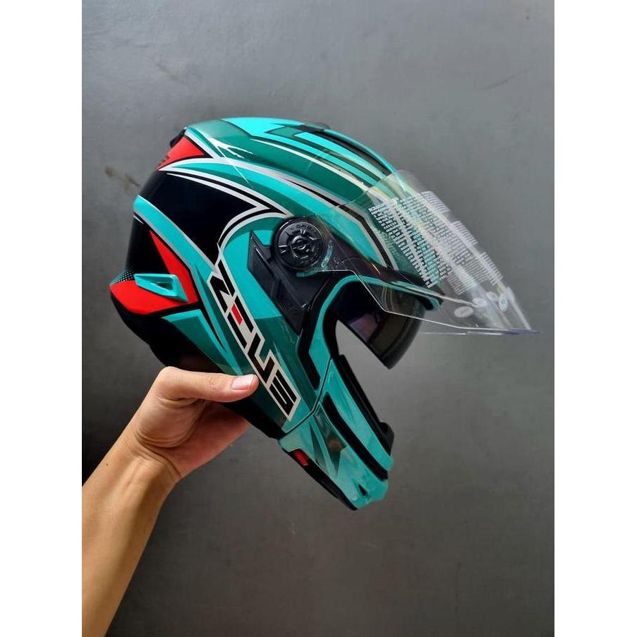 ZEUS 613C PETRONAS GREEN AJ26 GREEN GLOSSY MODULAR DOUBLE VISOR