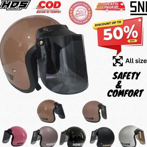 Helm Bogo Classic Dewasa Retro SNI Ori Pria Wanita Hijab Cepol Helem Sepeda Motor Motorcycle