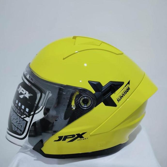 HELM JPX NOVA X SOLID YELLOW LEMON DOUBLE VISOR HALF F