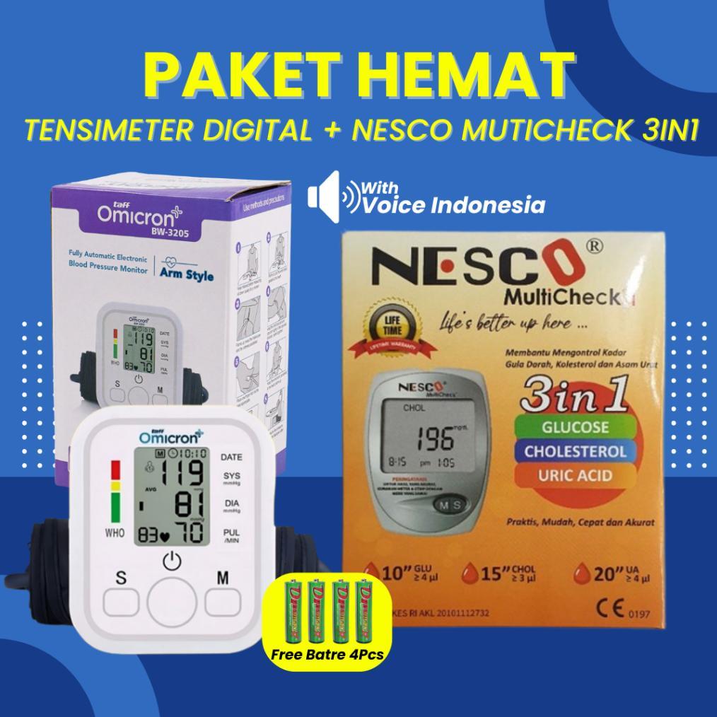 Paket Hemat Tensimeter Digital dan Nesco Multicheck 3in1 Alat Cek Gula Darah Alat Tensi Alat Penguku