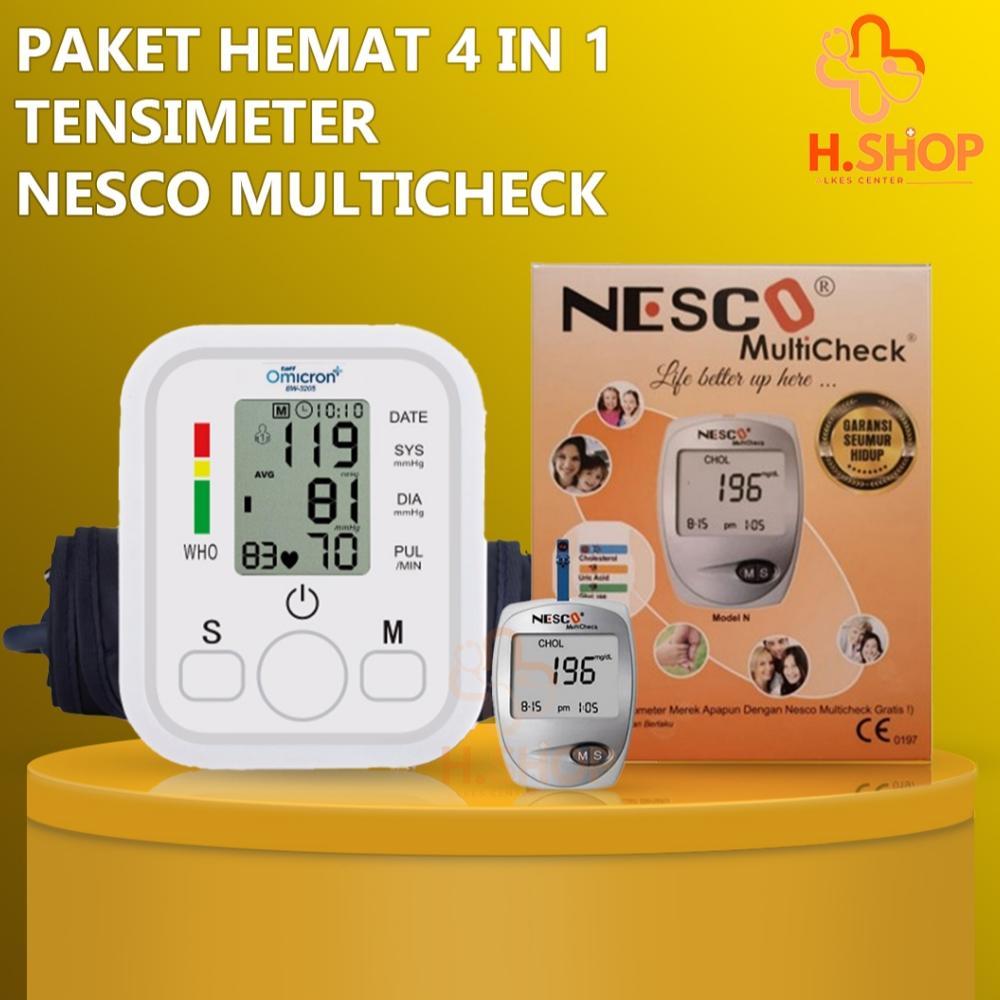 Paket Hemat 4 In 1 Nesco Alat 3 in 1 ( Gula, Kolestrol, Asam Urat ) Nesco / Alat  Cek Gula Darah Len