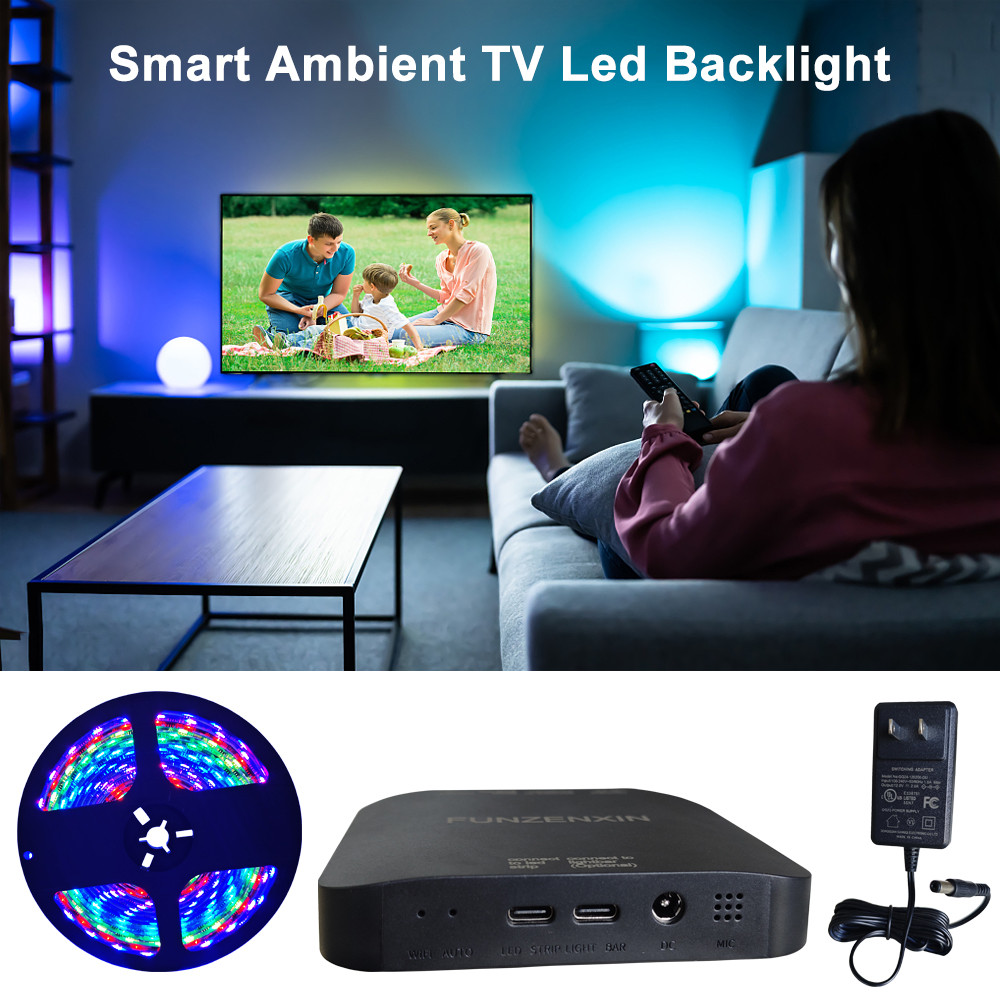 Fancy Leds Ambilight TV Led Backlight Kit Untuk 4K HDMI 2.0 Device Sync Box WS2811 Strip RGB Cocok U