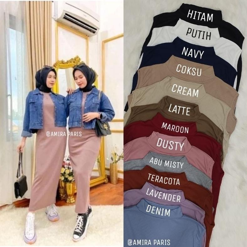 INNER DRESS RAJUT SPAN / INNER DRESS RAJUT TANPA LENGAN PREMIUM (COD)