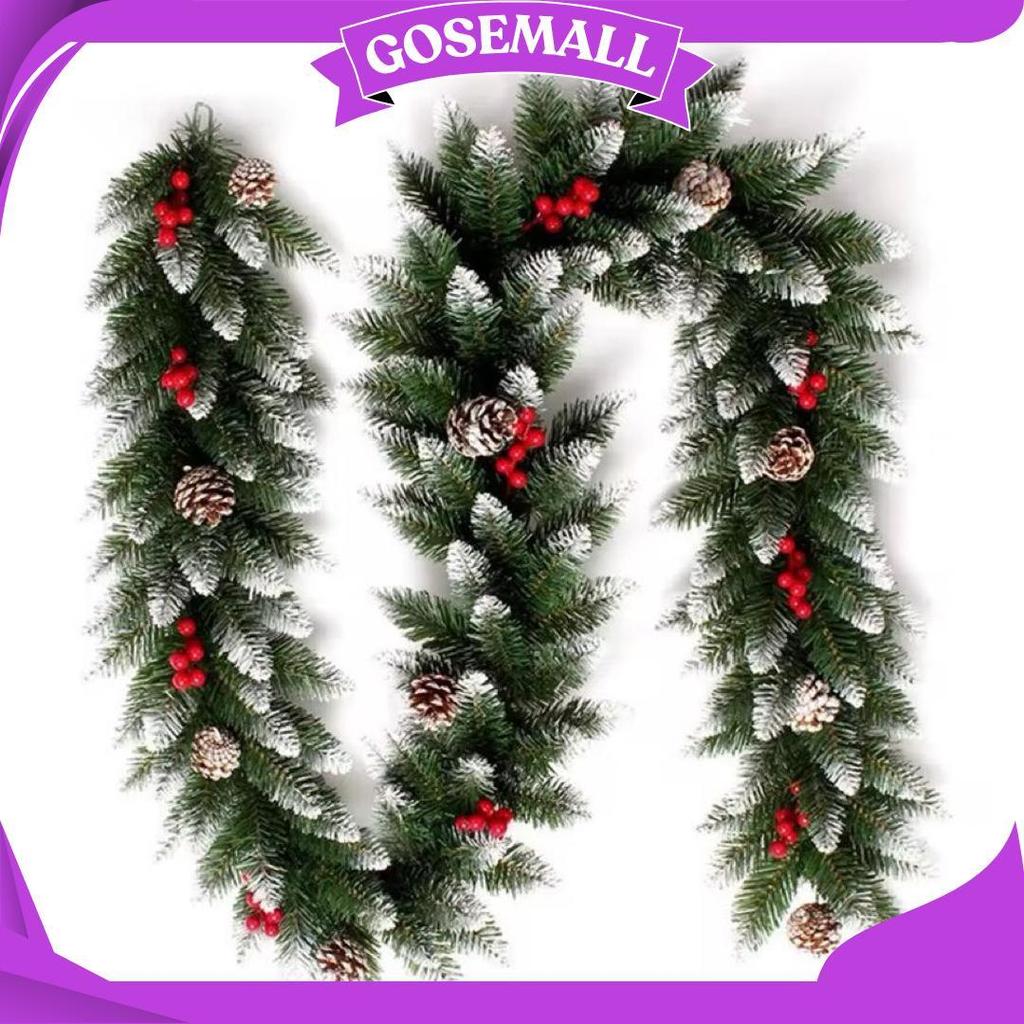 Garland Premium Garland Natal Salju Panjang Tebal Dengan Aksesoris Garland Salju Dekorasi Natal Kara