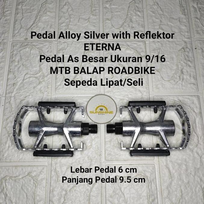 Promo Pedal Alloy Eterna Silver As Besar 9/16 Untuk Crank Gir Tengah As Bb Kotak Dan Ht2 Model Jadul