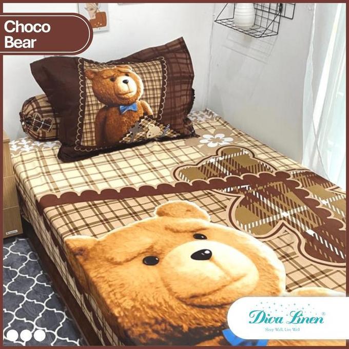 Sprei Teddy Bear Coklat Bahan Katun Jepang Ukuran 120x200 Tinggi 40cm