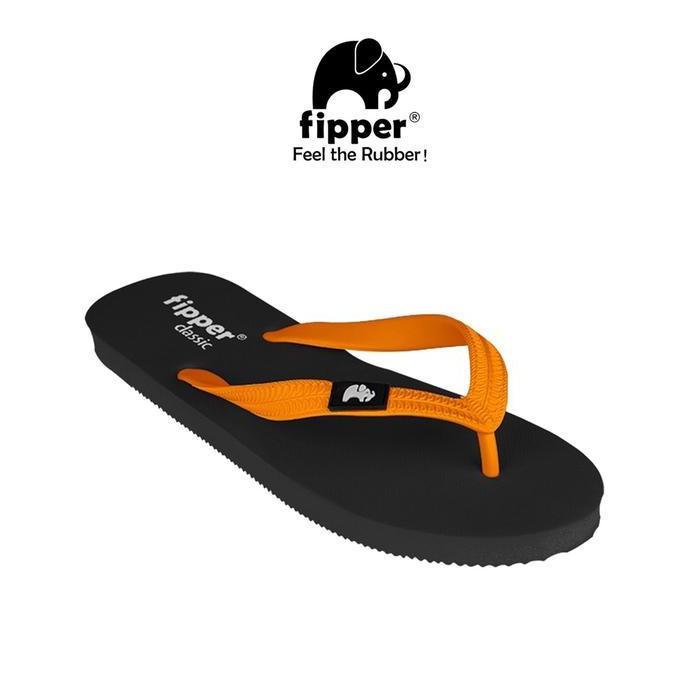 SUMBERRESI9 - FIPPER CLASSIC BLACK ORANGE JAFFA SANDAL JEPIT PRIA WANITA ORIGINAL