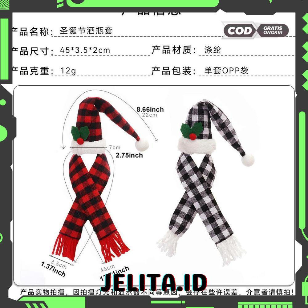 Termurah XBTT sarung botol hadiah gift topi syal tartan minuman dekorasi pajangan ornamen natal bott