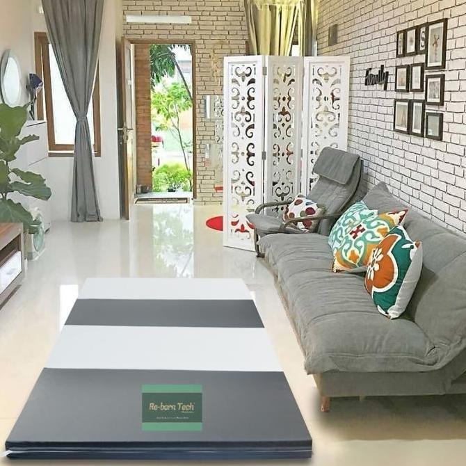 Re-born Tech Kasur Lipat 4 Rebounded R90 Ukuiran 90x200 Matras Senam Playmat Cover Kulit Anti Air