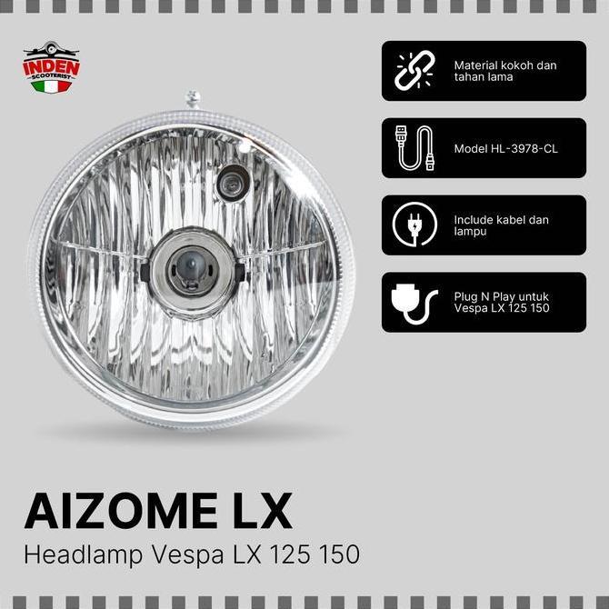 Headlamp Lampu Depan Original Piaggio Vespa LX 125 150 DISKON