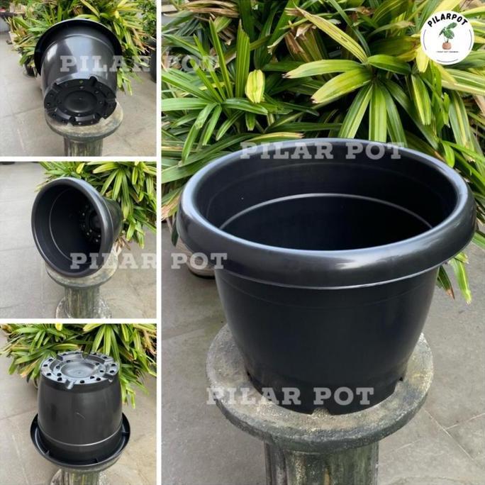 Pot Bunga Tanaman Plastik Hitam Vinca 35 Kuping - VINCA 35 KUPING