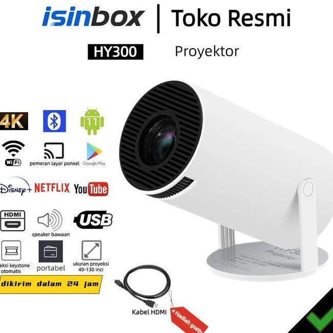 Isinbox Hy300Pro Proyektor Android 11.0 Bluetooth Proyektor 2.45G Wifi 6 Portabel Mini Lcd Proyektor