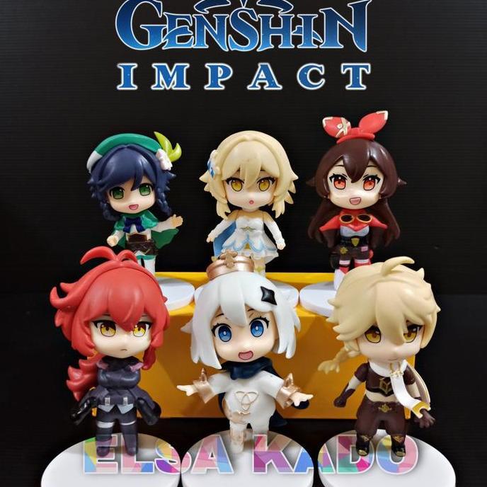 Figure Genshin Impact Set 6 Aether Paimon Diluc Venti Amber Lumine