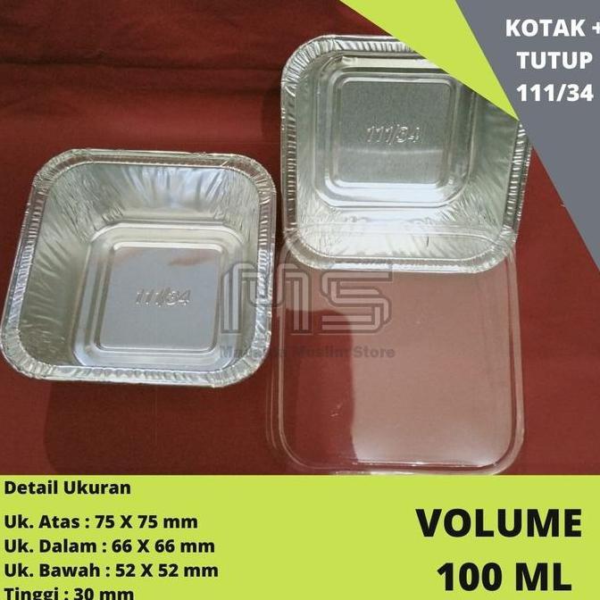 ALUMINIUM TRAY OX-100 + TUTUP WADAH CUP ALUMUNIUM FOIL KOTAK 111/34