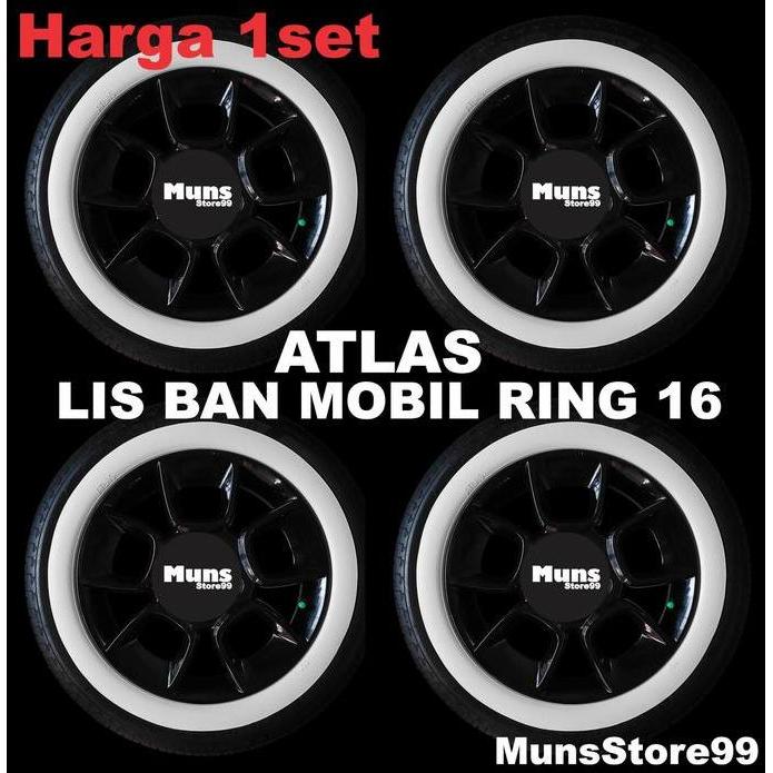 Lis ban Mobil White Wall Ban Mobil Velg Ring 16 Putih Polos Atlas Original PREMIUM