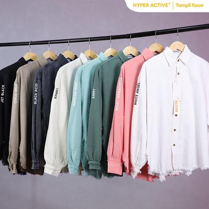 JINISO - Kemeja Denim Raw Oversize Unisex HYPER ACTIVE