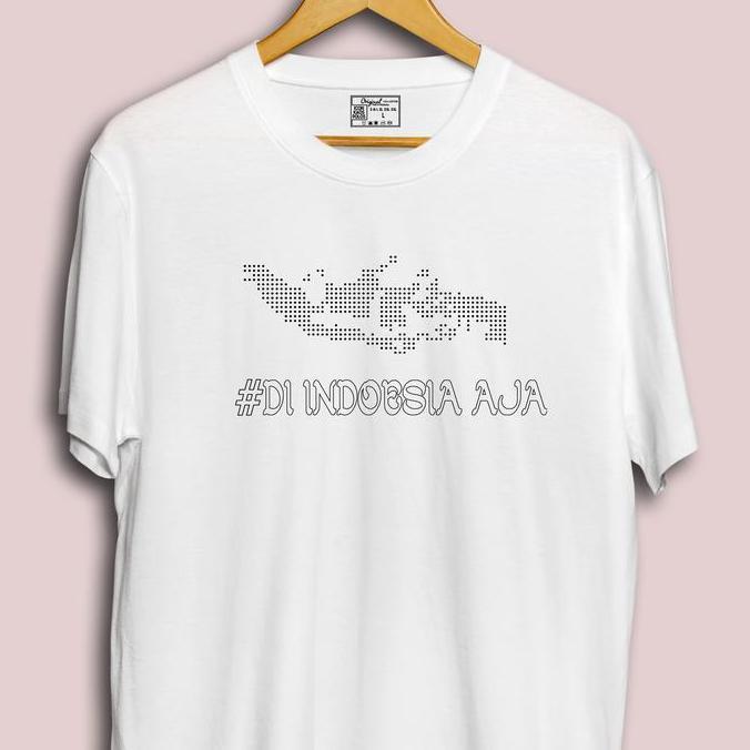 Kaos Pria Lengan Pendek Unisex Di Indonesia Aja Bahan Katun 24s Baju Distro Sablon Hitam Putih Combe