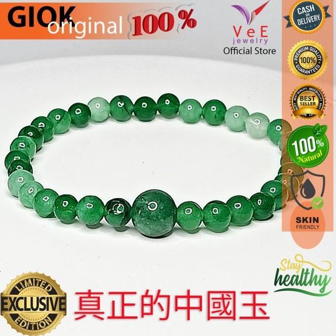 Gelang Tasbih 33 Butir Batu Giok Green Aventurine 6Mm Cina Asli - Vee