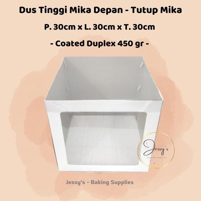 New- Dus Box Kotak Kue Cake Tinggi Mika 30 x 30 x 30 Putih Polos