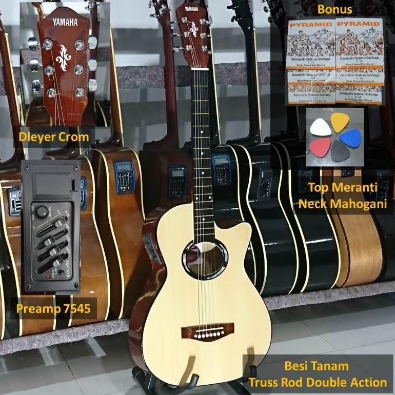 Gitar akustik dan akustik elektrik ukuran standar preamp 7545 LCD lc-5 bagus murah nyaman di tangan 