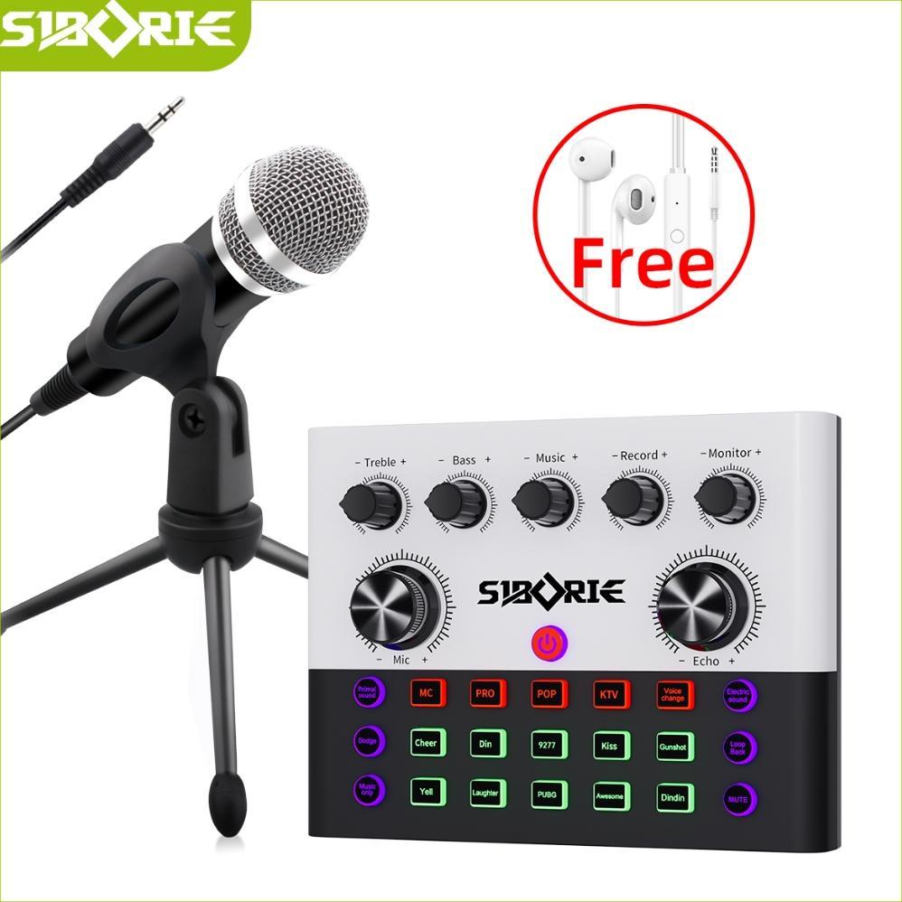 Siborie F993 Soundcard+MS30 Mic+E10 Headset Paket Lengkap Full Set 100% Original Mendukung COD