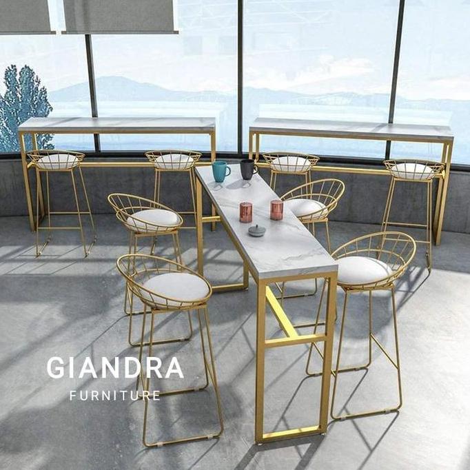 Terlaris Kitchen Set Meja Bar Industrial,Set Meja Bar Minimalis Top Marmerr