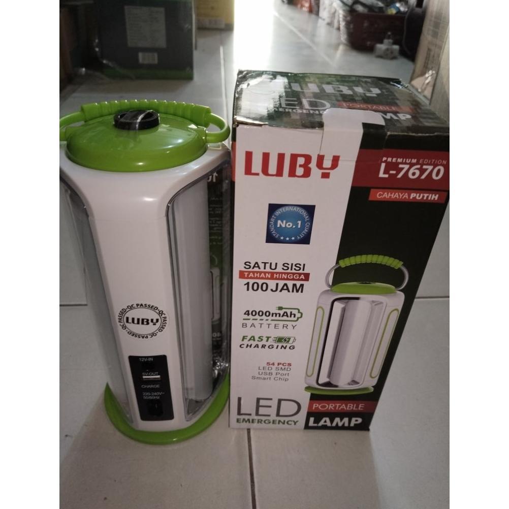LUBY Lampu Emergency Cahaya Putih L-7670 Satu Sisi Tahan Hingga 100 Jam Lampu emergency