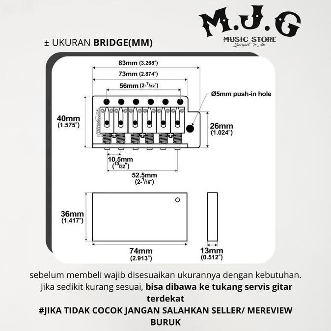 Tremolo Gitar Elektrik Wilkinson Deluxe Saddle Original Set