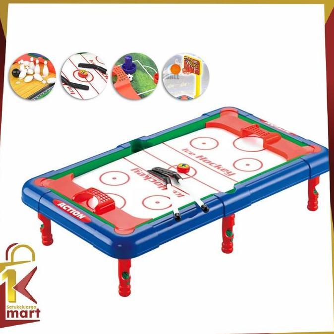 SM M54 Mainan Anak Laki Meja Billiar Multifungsi 6 Dalam 1 Bola Kaki Boling Bola Basket Golf BARU