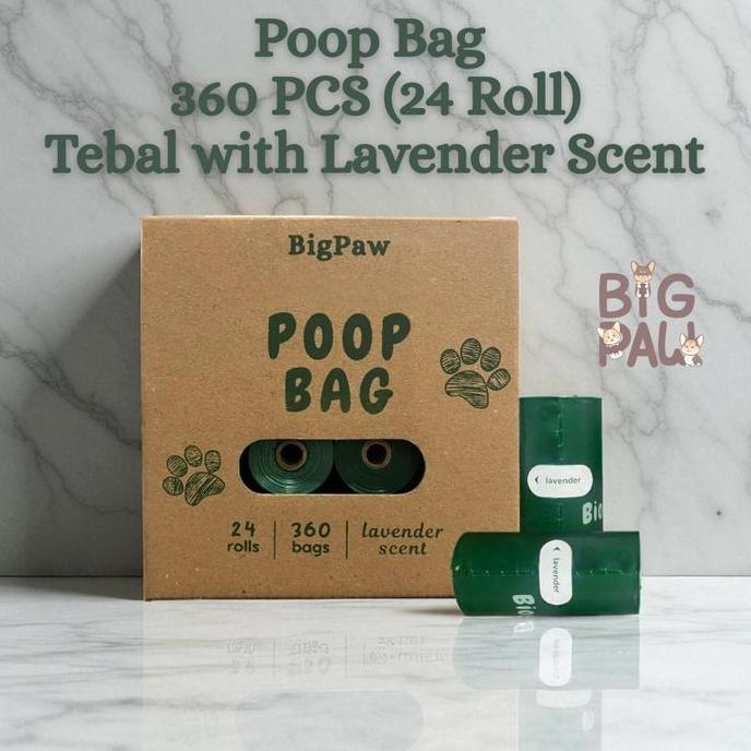 BigPaw Poop Bag Thick Tebal Lavender Scent 360 pcs | 24 roll | Anabul Poop Bag | Plastik Diaper | Pl