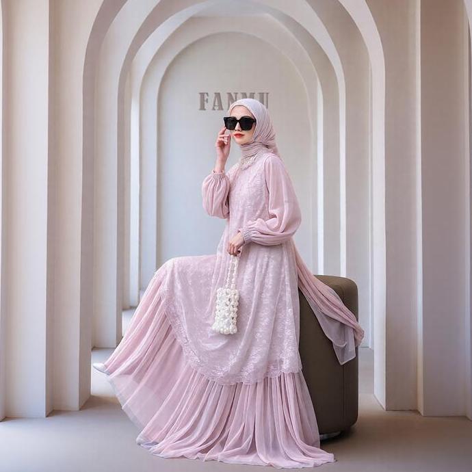 Raya Collection | Gamis Pesta Mewah Elegan Terbaru | Gamis Brokat Premium | Gamis Brukat Tile Wanita