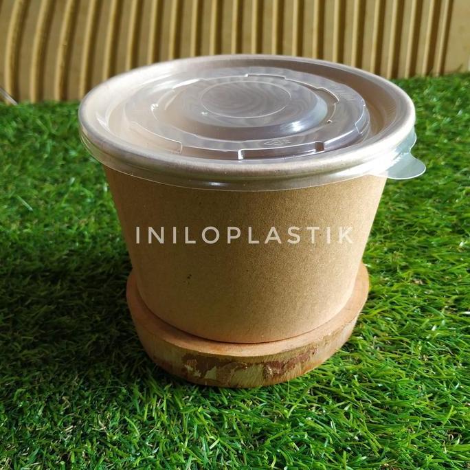 New- Paper Bowl Brown Polos 800ml / Kraft Paper Bowl 800 ml Cokelat