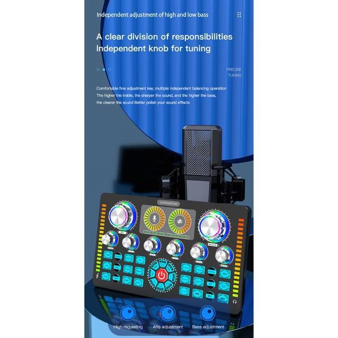 TaffSTUDIO Mixer Audio External Sound Card Live Phantom Power 48V - Q7 [terbaik]