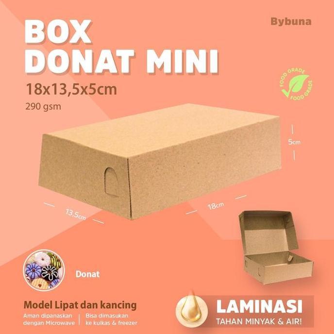 New- DUS BOX DONAT MINI KRAFT LAMINASI BOX DIMSUM BOX MIE KOTAK MAKANAN