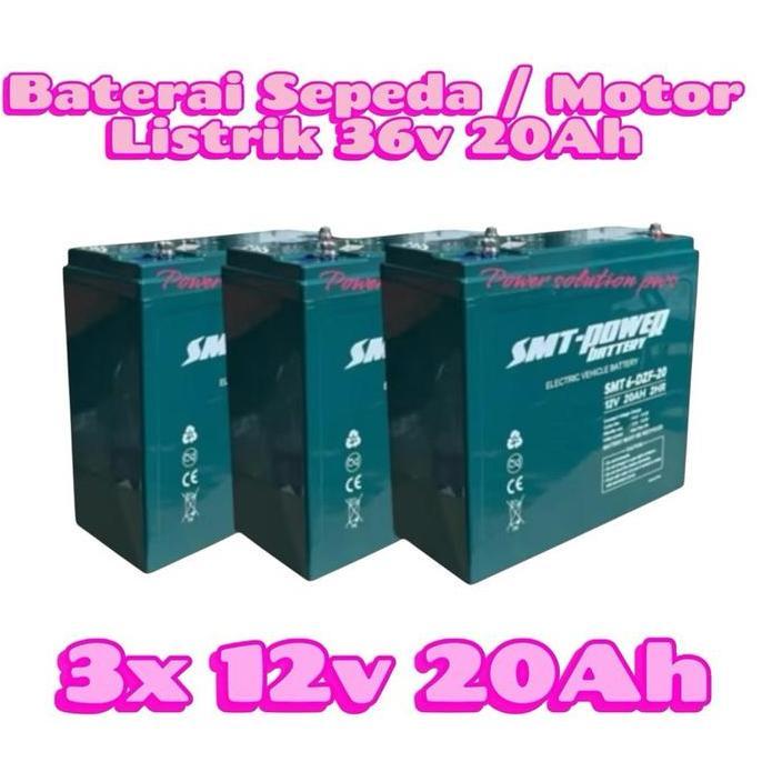 Baterai Sepeda Motor Listrik Selis U-winfly 36V 20AH ( 3pcs 12v 20Ah / 3x 6-DZF-20 ) Merk SMT POWER 