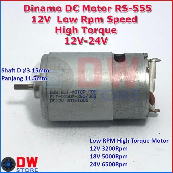 New- Dinamo DC Motor RS555 RS-555 12V - 24V Low RPM Speed High