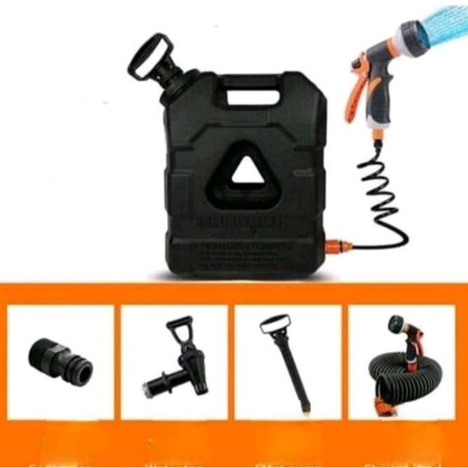 Jerigen Air Kran 21 Liter Warna Hitam | Jerry Can Air Kran 21L Lengkap Shower | Jerigen Air Kran Coc