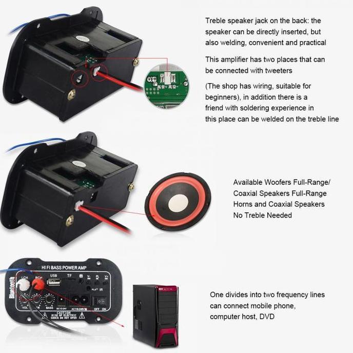 Murah 5 Inci 12V 24V 220V Amplifier Ampli Mini Board Audio Bluetooth Usb Fm Radio Tf Player Subwoofe