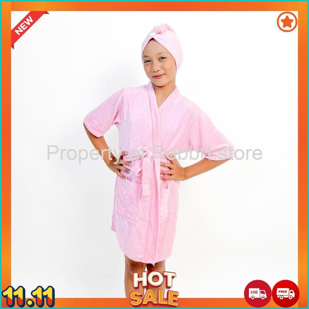 Set Handuk Kimono Anak + Handuk Pengering Rambut | Handuk Mandi Anak Lembut & Cepat Kering Cod