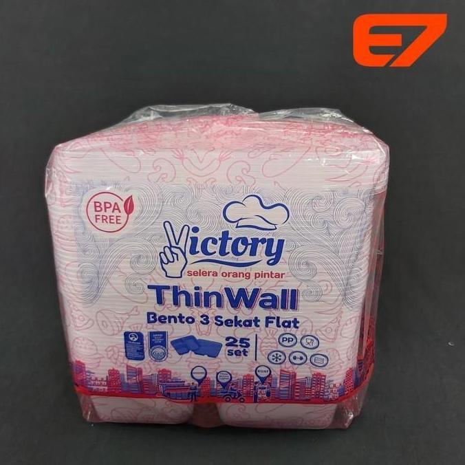 New- Lunch Box Thinwall Victory Sekat 3 - Thinwall Bento Plastik