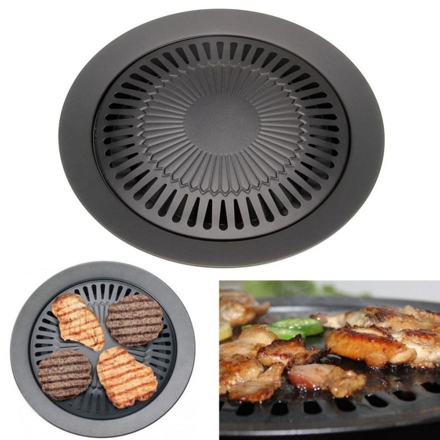 Tuhfah - Grill Pan Bbq Alat Pemanggang Anti Lengket Bulat Wajan Teflon Besi Panggangan Bbq Korea All